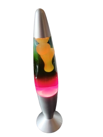 Retro Lava Lamp – Silver Base – Colour Changing Wax – Working Condition